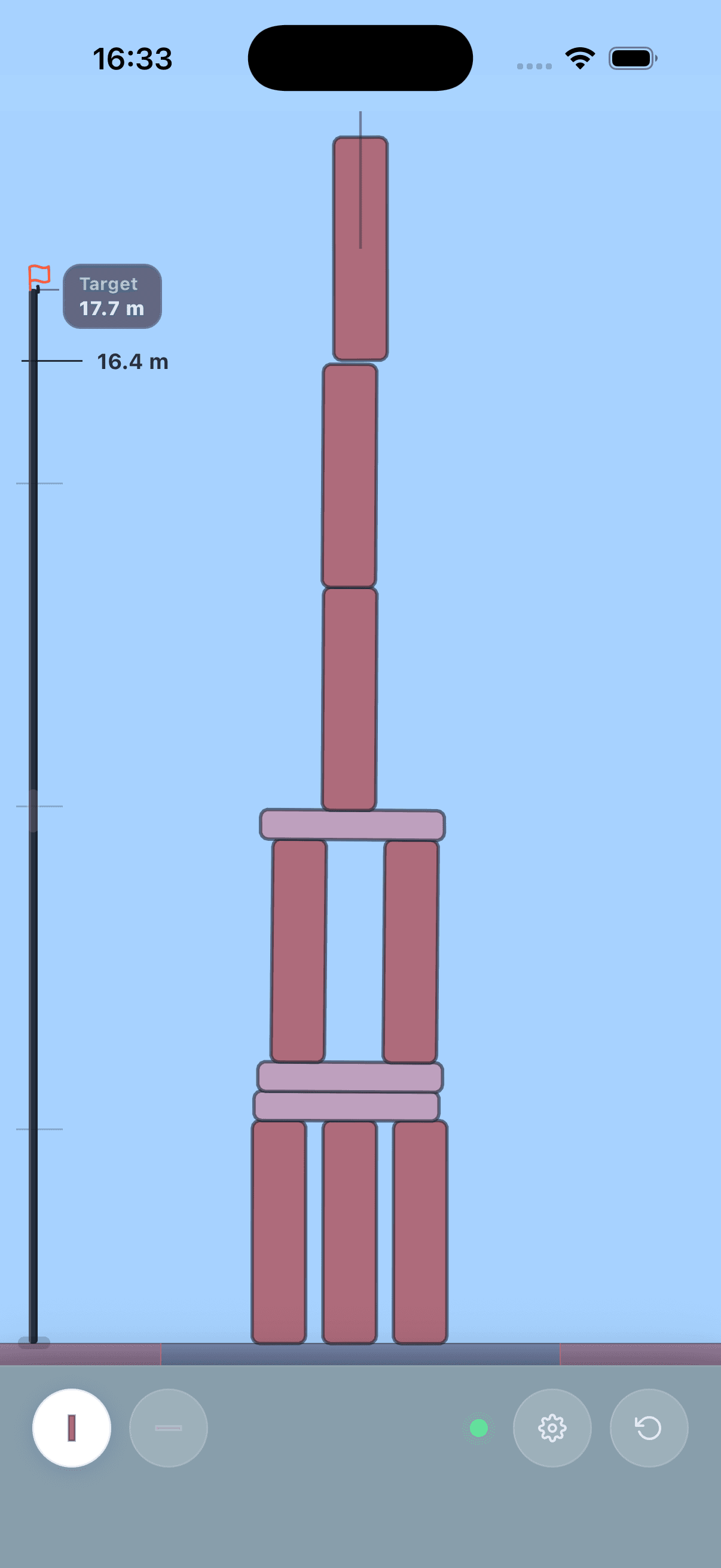 Mid-run Stackfall tower balancing new pieces